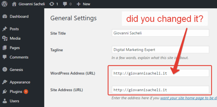 Change URL in WordPress